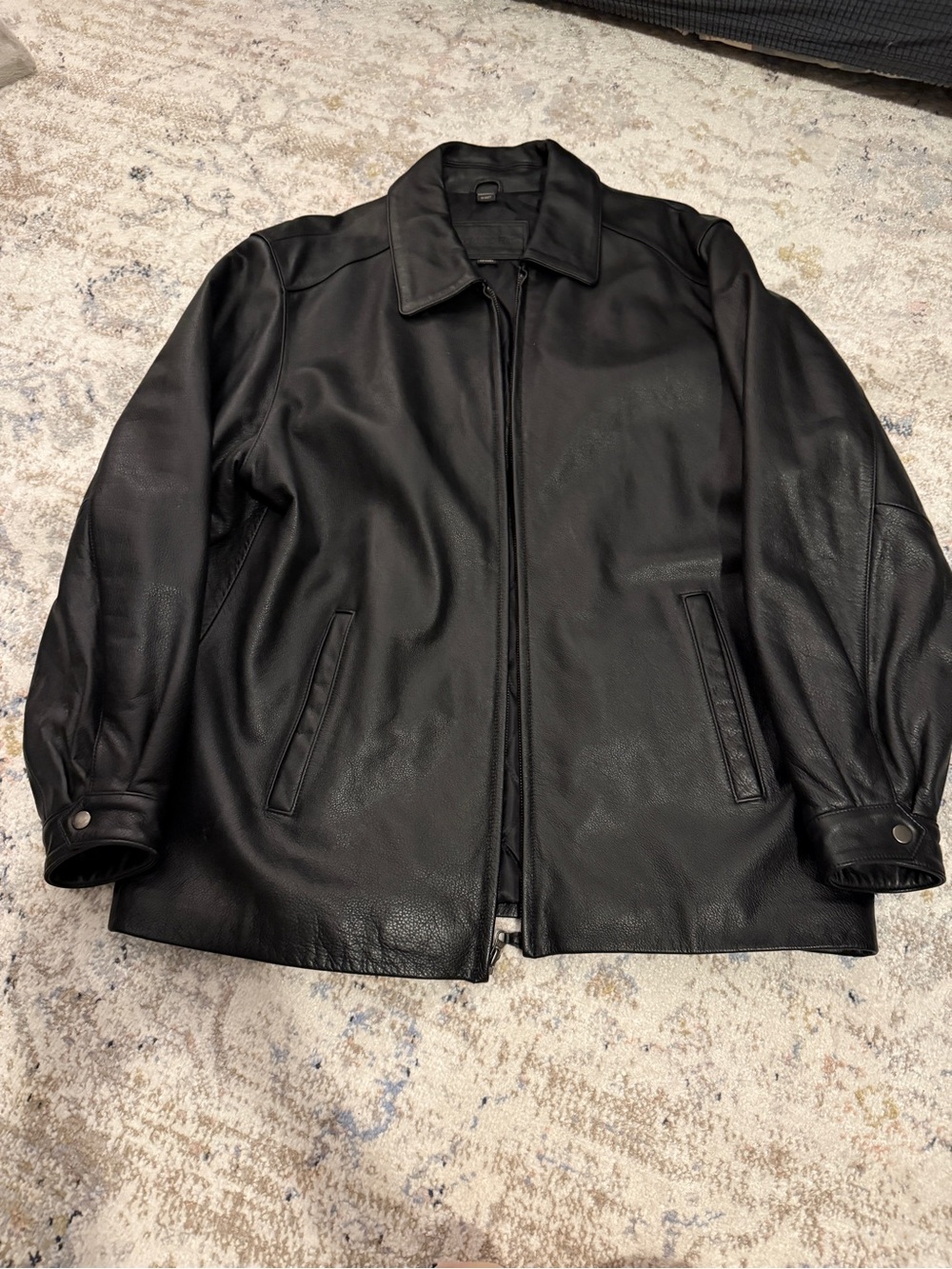 St. John’s Bay Men's Black Leather Zip-Front Jacket